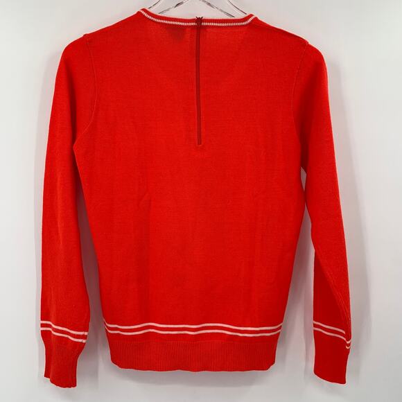 2/$30 Vintage Giraffe Sweater Size S Neon Orange Red Embroidered Rochelle - Picture 7 of 8